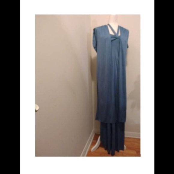 Vintage 1970s Halter Maxi Dress with Duster - Picture 1 of 4